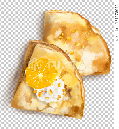 橙色縐紗手繪插畫 121278650