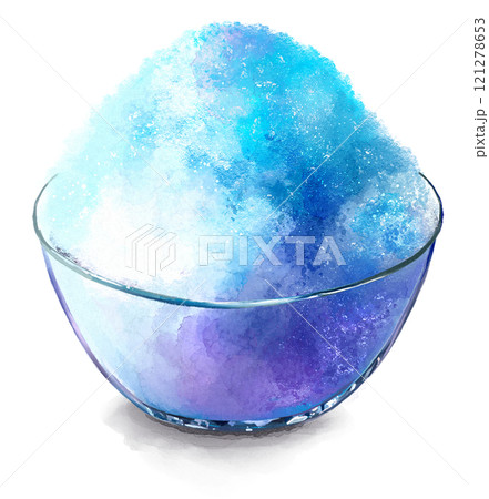 ブルーハワイかき氷の手描きイラスト ブルーハワイかき氷の手描きイラスト 121278653