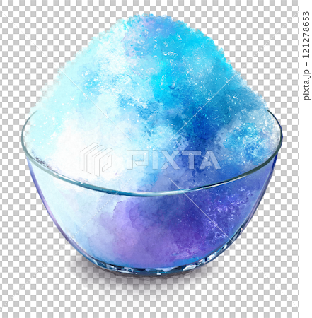 ブルーハワイかき氷の手描きイラスト ブルーハワイかき氷の手描きイラスト 121278653