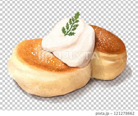スフレパンケーキの手描きイラスト 121278662