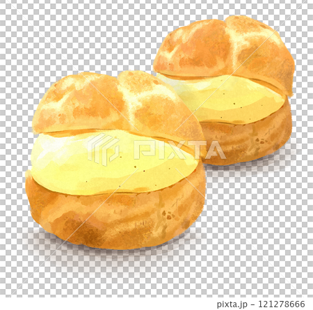 シュークリームの手描きイラスト 121278666