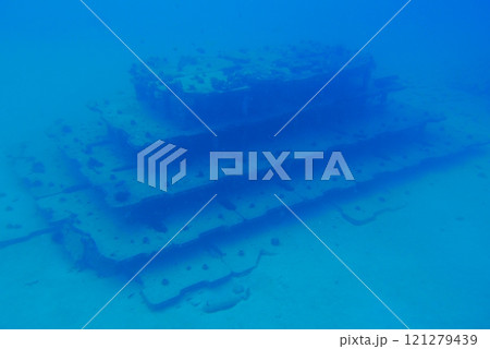 The Seatiger shipwreck when SCUBA diving off of Oahu. Wreck diving adventures with Oahu Diving, your wreck dive specialist. 121279439
