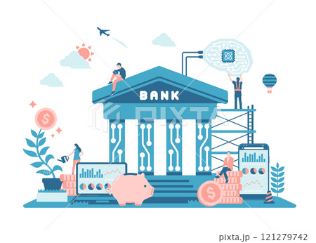 BaaS ( Banking as a Service ) ベクターイラスト 121279742