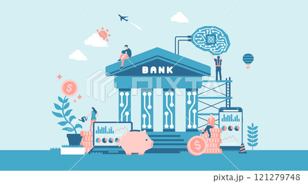 BaaS ( Banking as a Service ) ベクターバナーイラスト 121279748