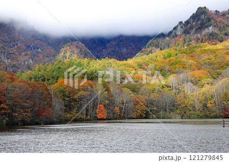 戸隠高原鏡池の紅葉 戸隠高原鏡池の紅葉 121279845