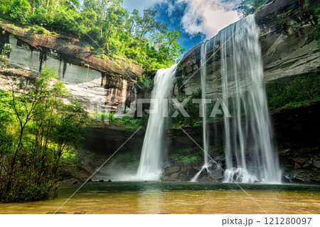 Huai Luang or Bak Teo Waterfall at Phu Chong Na Yoi National Park, Ubonratchathani Thailand. 121280097