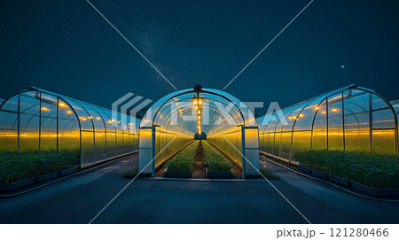 星空とビニールハウス 121280466