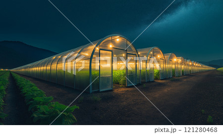 星空とビニールハウス 121280468