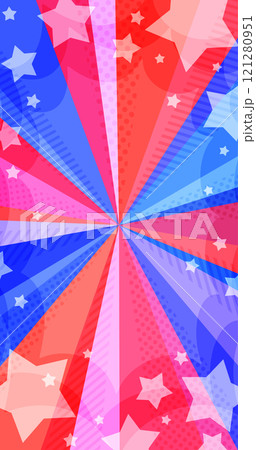 星が飛び出す赤と青のトリコロールカラーの放射背景(縦型) 星が飛び出す赤と青のトリコロールカラーの放射背景(縦型) 121280951