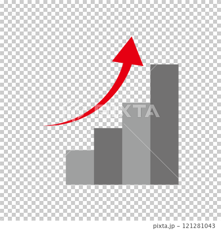 Rising graph bar graph and red arrow 121281043