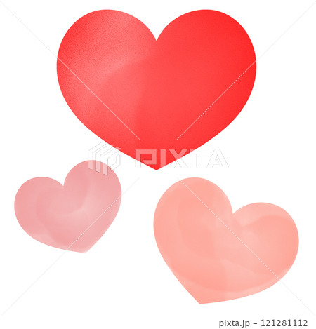 3つのピンクと赤のハートの水彩風イラスト 3つのピンクと赤のハートの水彩風イラスト 121281112