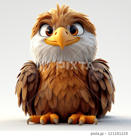 かわいいタカの3Dキャラクターイラスト 121281228