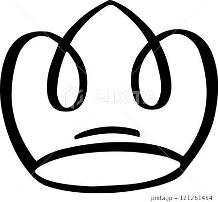 Minimalist vector illustration representing a stylized royal crown, ideal for concepts related to royalty, monarchy, power, leadership, luxury, success, achievement, and authority 121281454