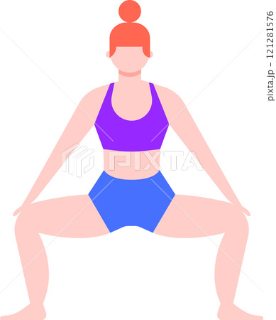 Redhead athletic woman practicing yoga goddess pose, improving flexibility, balance, and strengthening leg muscles, promoting healthy lifestyle and well being Redhead athletic woman practicing yoga goddess pose, improving flexibility, balance, and strengthening leg muscles, promoting healthy lifestyle and well being 121281576