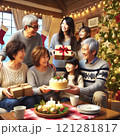 クリスマスパーティーをする家族 121281817