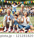 運動会を見に来てる家族 121281820