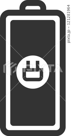 Battery icon featuring an electric plug symbol, indicating charging status while representing portable power and energy storage solutions for modern electronic devices Battery icon featuring an electric plug symbol, indicating charging status while representing portable power and energy storage solutions for modern electronic devices 121281964