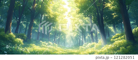 明るい森の道 121282051