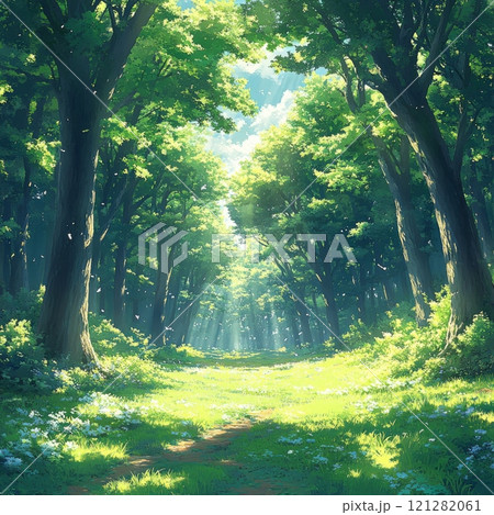 明るい森の道 121282061