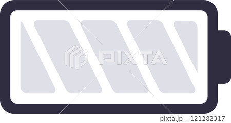 Simple half charged battery icon with four bars filled, representing a moderate power level, suitable for user interfaces and mobile applications 121282317
