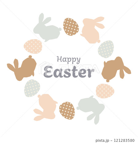 ハッピーイースター円形フレーム 121283580