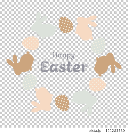 ハッピーイースター円形フレーム 121283580