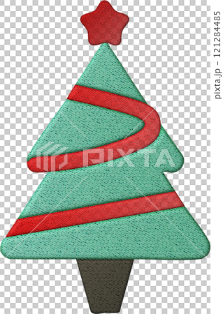 A beautiful Christmas tree with patchwork embroidery elements for your holiday decor 121284485