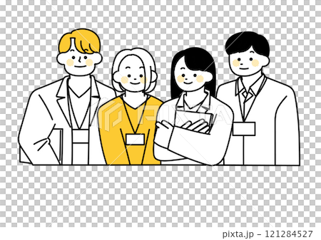 一群商人排隊的插圖 121284527