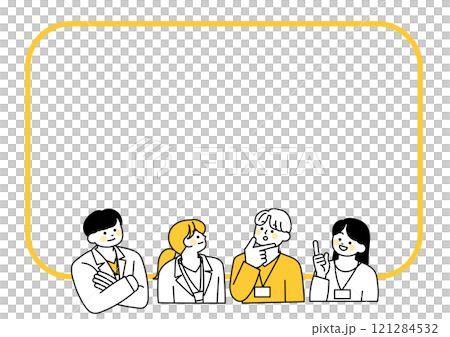 Illustrated frame of a businessman looking up 121284532