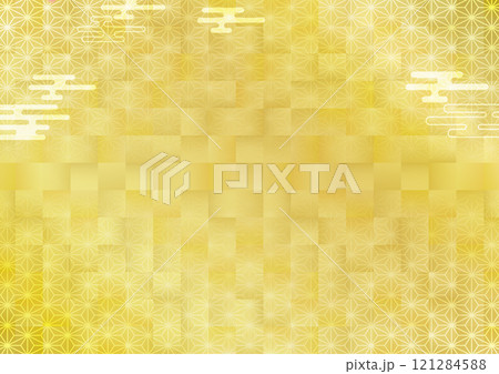 年賀状　和柄金色背景 フレーム 121284588