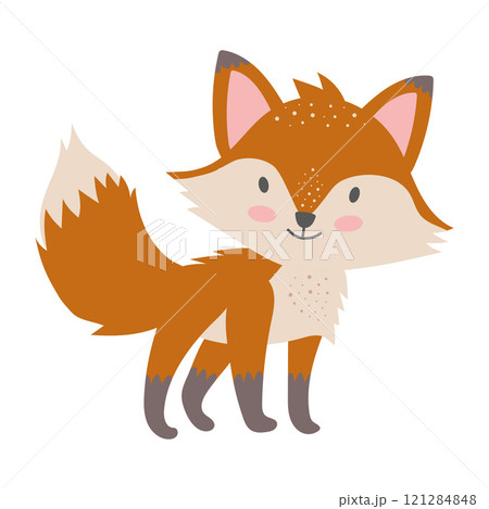 Cute fox character. Forest animal isolated on white background. 121284848