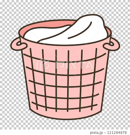 裝滿粉紅色洗衣籃的插圖 121284878