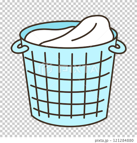 裝滿淺藍色衣物的籃子的插圖 裝滿淺藍色衣物的籃子的插圖 121284880