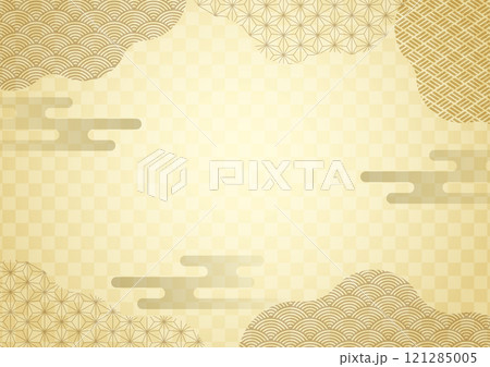 雲のおしゃれな和柄の和紙の年賀状背景5 121285005