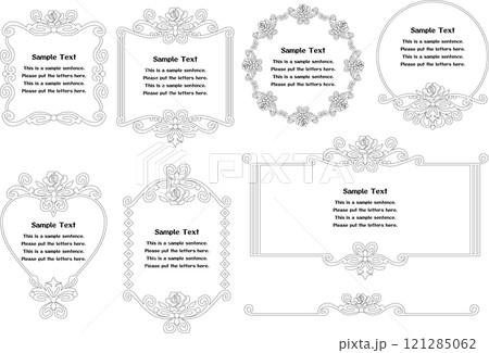 ビンテージカリグラフィ風フレーム素材59(58薔薇の線画) ビンテージカリグラフィ風フレーム素材59(58薔薇の線画) 121285062