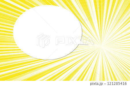 集中線と漫画の吹き出しの背景素材 121285416