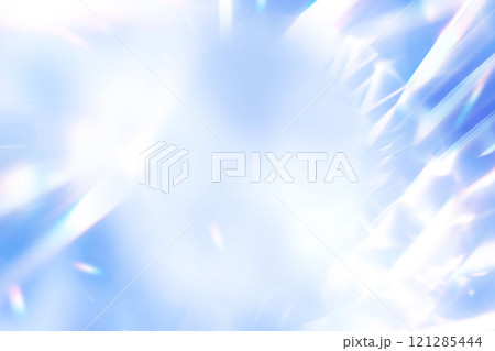 キラキラと輝く青色のプリズムライト背景 121285444