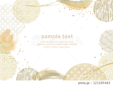 金色の和柄のパターンフレーム 121285483