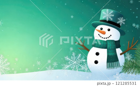 《AI画像》雪だるまと雪の結晶のキラキラ背景 《AI画像》雪だるまと雪の結晶のキラキラ背景 121285531