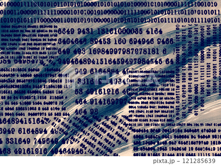 数字コラージュ入り青い水彩テクスチャ背景 数字コラージュ入り青い水彩テクスチャ背景 121285639