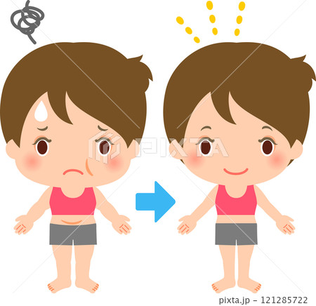 肥満体形からシェイプアップした女性 121285722