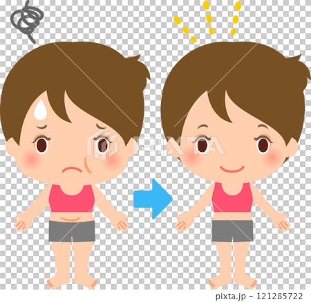 肥満体形からシェイプアップした女性 121285722