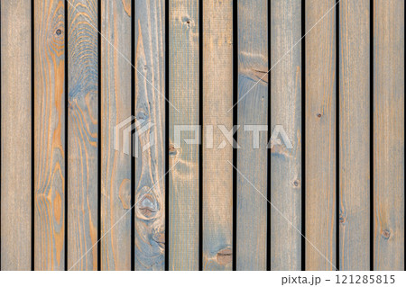 Stylish wainscoting with grey-toned pine timber planks for background Stylish wainscoting with grey-toned pine timber planks for background 121285815