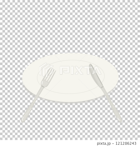 Simple plate knife fork illustration white Simple plate knife fork illustration white 121286243