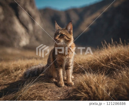 portrait of fluffy cat close-up 121286886