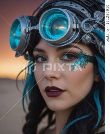 portrait of woman in fantasy glasses 121286919