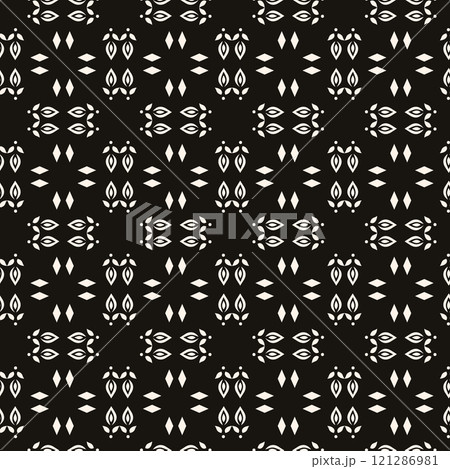 Universal vector seamless pattern. Simple light geometric texture with small floral shapes. Design element for decor, prints, textile, furniture, web. 121286981