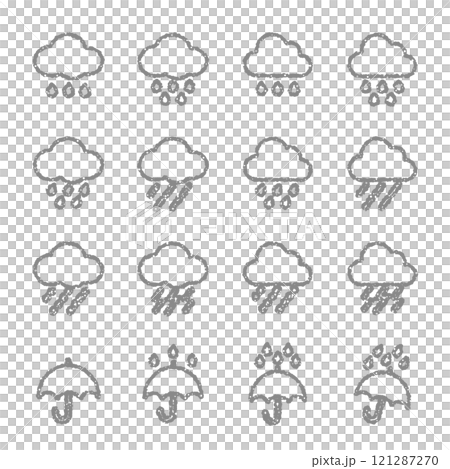 Rain icon Weather symbol Hand-drawn style Crayon Rain icon Weather symbol Hand-drawn style Crayon 121287270