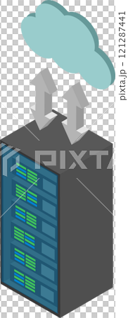 アイソメトリックなサーバーラックとクラウドのイメージ素材 アイソメトリックなサーバーラックとクラウドのイメージ素材 121287441