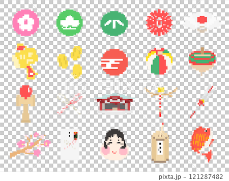各種新年像素藝術插圖集 121287482